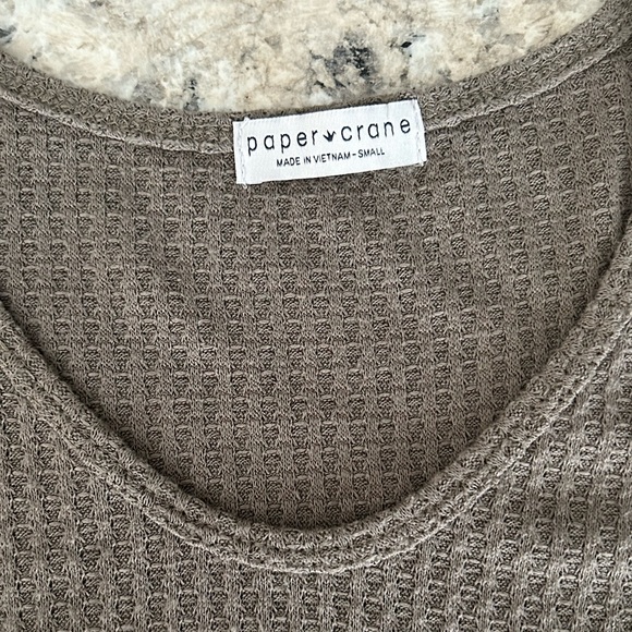 Paper Crane Anthropologie Waffle Knit Thermal Long Sleeve Ruffle Hem Top Size S - Picture 5 of 8
